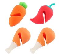 Beavorty Dispositif Anti-Débordement Silicone 4 Pièces Formes Carotte Piment Cuisse de Poulet Support Couvercle pour Cuisson et Ustensiles Domestiques