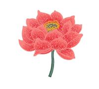Beavorty Écusson Brodé Patch Lotus Ethnique Rouge 1 Pièce, Appliques Thermocollantes pour Vêtements, Patch Tridimensionnel Décoratif Vintage pour Couture et Artisanat, Motif Fleur de Lotus