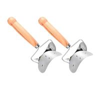 Beavorty Emporte-pièce Inox pour Pâte à Raviolis 2 Pièces avec Manche en Bois, Coupe-pâte Manuel Antiadhésif pour Fabrication de Raviolis, Tartes et Beignets, Ustensile la Cuisine Pratique