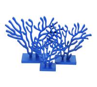 Beavorty Ensemble de 3 Décorations en Bois Sculpté Bleu Profond, Style Méditerranéen, Sculptures Modernes pour Décoration Intérieure, Centre de Table Océanique pour Maison et Bureau, Décor
