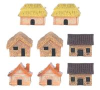 Beavorty Ensemble de 8 Maisons Miniatures en Résine Style Rustique Toit de Chaume, Décoration Polyvalente pour Bonsaï et Maison de Poupée, pour Décor de Bureau ou Diorama