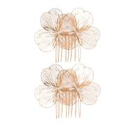 Beavorty Ensemble De Peignes À Cheveux En Forme De Pétales De Fleurs Dorées Faits À La Main Pour Les Événements De Soirée De Mariage De Mariée