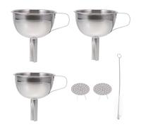 Beavorty Entonnoirs Inox Tamis Filtrant Lot 3 Tailles et Brosse pour Filtrage Précis d'Huile, Vin, Confiture Cuisine
