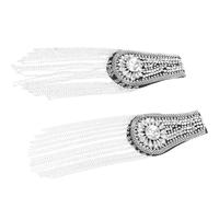 Beavorty Épaulette à Pompons Vintage 2 Pcs Blanc Cassé Chaînette Pendante et Cristaux, Accessoires de Décoration pour Vêtement de Scène et Costume, Bijoux D'épaulettes Féminines Élégantes