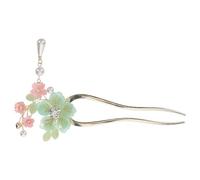 Beavorty Épingle à Cheveux Chinoise en Alliage Léger et Vernis Vert, Accessoire Élégant pour Chignon, pour Danse et Cosplay, Style Rétro Motif Fleur