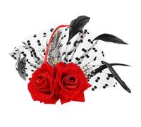 Beavorty Épingle à Cheveux Rose Voile et Dentelle, Barrette Plume pour Bal Masqué et Fête, Accessoire Coiffure Mariage Femme