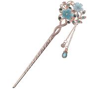 Beavorty Épingle Cheveux Femme Vintage Pierre De Lune Fleur Décoration Chinoise Ancienne Bleu Chignon Bâton Cheveux Chinois Vintage