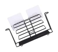 Beavorty Étagère Murale de Rangement Salle de Bain sans Perçage, Support Noir pour Porte-brosses à Dents et Gobelets, Installation Murale Pratique, Étagère Multi-usages pour Organisation