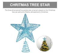 Beavorty Étoile de Sapin de Noël 20 Cm en Fer Forgé Bleu 3D, Décoration de Sommet D’Arbre Stable, Ornement Décoratif pour Bureau et Sapin, Modèle D’étoile Creuse Élégante