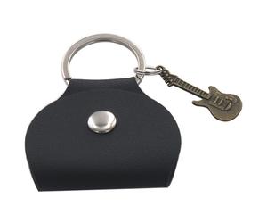 Beavorty Étui à Médiators en Cuir PU Noir pour Guitare Électrique avec Porte-clés Pendentif Vintage Cuivre, Paquet de Rangement Portable pour Médiators et Accessoires, Lot de 2 Set