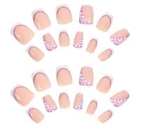 Beavorty Faux Ongles à Presser en Plastique Abs Paillettes Blanches Motif Feuilles, Application Rapide, pour Femmes et Adolescentes Stylées