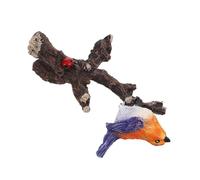 Beavorty Figurine Oiseau Décoratif pour Aquarium en Résine Imperméable, Mini Ornement Violet sur Branche, Décoration Micro-Paysage et Jardin Féerique, Statuette D’Oiseau Réaliste