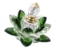 Beavorty Flacon de Parfum Vide en Verre Vert Motif Lotus, Bouteille Décorative Rechargeable Étanche, Contenant à Parfum Élégant pour Décoration Intérieure et Ambiance Maison, 1 Pièce