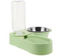 Beavorty Gamelle pour Chat Double INOX Pliable Distributeur Automatique d'eau et Nourriture, Bol Vert Solide et Facile à Nettoyer, Maison, Voyage et Voiture, Distributeur de Croquettes