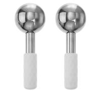 Beavorty Globes de Glace à Visage en Acier Inoxydable 2 Pièces Compactes Masseur Facial Rafraîchissant pour Peau Sensible Réduit les Poches Yeux Soins Anti-âge Visage Cou et Corps