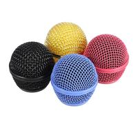 Beavorty Grille Métallique de Microphone 4 Pièces en Maille pour Remplacement, Couleurs Noir Doré Rose Fuchsia Bleu Ciel, Accessoire Pare-brise pour Musiciens et Podcasteurs