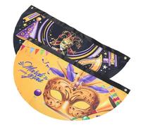 Beavorty Guirlandes de Carnaval 2 Pièces en Polyester Pongee, Drapeaux Demi-éventail pour Décoration Extérieure et Intérieure Lors des Fêtes de Mardi Gras