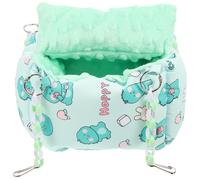 Beavorty Hamac Suspendu pour Petits Animaux, Lit de Repos Chaud et Doublé, Nid pour Hamster et Planeur de Sucre, Cachette Isolante en Tissu Épais Vert Dinosaure, Maison de Couchage