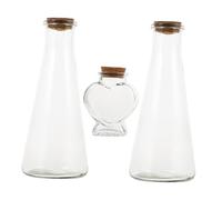 Beavorty Kit Cérémonie de Sable Mariage 3 Pièces en Verre Transparent Bouchons en Liège, 2 Bouteilles Coniques et 1 Mini Bouteille Cœur, Décoration Table Mariage et Récipient à Souhaits