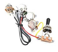 Beavorty Kit de Potentiomètres pour Guitare Électrique avec Commutateur Noir à Bascule A500k et 2 B500k Prise Standard Faisceau Câblage Guitare Pièces de Rechange Solide pour Accessoires