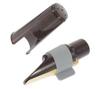 Beavorty Ligature de Saxophone Alto en Silicone et Bois Capuchon Protecteur Marron - Accessoire pour Saxophone Alto, Kit de Pièces pour Instruments à Vent, Fourniture Solide et Résistante