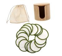 Beavorty Lingettes Démaquillantes Réutilisables 18 Pcs Taille Moyenne en Bambou Naturel pour Femme et Jeune Fille Usage Quotidien la Maison Voyage Pochette de Rangement en Filet et Tube