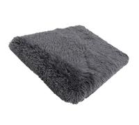 Beavorty Lit pour Chien et Chat en Peluche Longue, Nid Carré Confortable Taille S 40x30x5 Cm, Tapis de Couchage Doux et Chaud Gris Foncé, Coussin Apaisant pour Animaux de Compagnie
