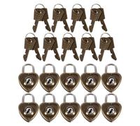 Beavorty Lot de 10 Mini Cadenas de Cœur, Antirouille en Fer, Couleur Bleu Antique, 2 Clés Chacun, Cadenas Multifonctionnels pour Valise, Bagages et Journal, Serrure de Sécurité Compact
