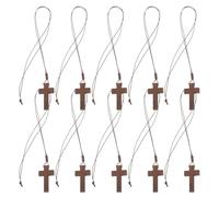 Beavorty Lot de 10 Pendentifs Croix Catholique en Bois Naturel Collier à Breloques Unisexe Bijoux de Cou Homme et Femme Décoration Religieuse pour Baptême et Fêtes Chrétiennes