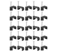 Beavorty Lot de 100 Clips de Fixation Câble Noirs de J avec Clous en Acier, Taille 10 Mm, Pinces Demi-colliers pour Support et Fixation de Fils, Outils de Réparation et Attache Câbles