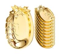 Beavorty Lot de 12 Assiettes Apéritif en Plastique Doré, Petit Plateau Décoratif Multi-usages, Plat à Gâteau et Assiette à Fruits Ménagère, pour Conserver Snacks, Bonbons et Fruits Secs,