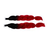 Beavorty Lot de 2 Accessoires Tressés pour Casque de Moto en Dégradé Noir Rouge, Extension Queue de Cheval, Léger et Adhésif, Compatibles Casques Moto et Ski, Style Femme Sportive