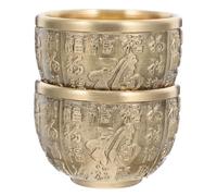 Beavorty Lot de 2 Bols Décoratifs en Laiton Massif, Bassin au Trésor Chinois Motif Dragon, Décoration de Table et Bureau, Petits Bols à Trésors pour Maison et Feng Shui, 9 Cm