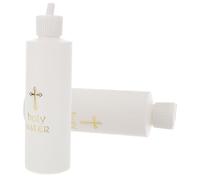 Beavorty Lot de 2 Bouteilles d'eau Bénite Rechargeables 250 ML en Plastique Transparent Croix Dorée, Bouteilles Chrétiennes pour Mariage, Exorcisme et Décoration Religieuse, Usage Église