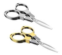 Beavorty Lot de 2 Ciseaux Pliables pour Pêche, Alliage D'aluminium Solide, Lame Tranchante pour Ligne et Leurres, Couleurs Or et Argenté, Accessoires Pêche Pratiques pour Eau Douce et