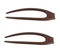 Beavorty Lot de 2 Épingles à Cheveux en Bois de Santal U Forme Chaton, Petit Format, Style Chinois Ancien, pour Chignons et Coiffures Traditionnelles Hanfu, Accessoire Cheveux Élégant