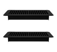Beavorty Lot de 2 Grilles de Ventilation de Plancher en Fer 10 X 25 Cm, Couvercles D'aération Noirs, Résistants et Compatibles pour Chauffage et Climatisation à Domicile, Bureau