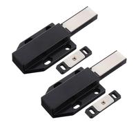 Beavorty Lot de 2 Loquets Magnétiques à Pression pour Meubles, Loquet de Porte Auto-bloquant Noir, Dispositif de Fermeture Silencieuse pour Armoires et Placards, Quincaillerie