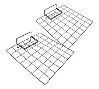 Beavorty Lot de 2 Panneaux de Grille Métallique Noire 35x35 Cm Base Compacte pour Affichage Mural de Photos, Présentoir Décoratif Multifonction pour Exposition d'art, Marché et