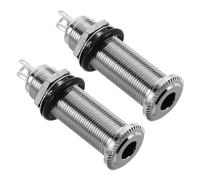 Beavorty Lot de 2 Prises Jack Cylindriques Stéréo pour Guitare et Basse Électriques, Connecteur 3 Broches, Métal Argenté, Prise Jack de Sortie Guitare, Bouchon Métallique à Pied Court,
