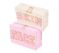 Beavorty Lot De 2 Trousses De Maquillage Et De Soins De La Peau Trousse De Toilette Trousse De Maquillage Trousse De Maquillage Décorative Brodée pour Lécole Les Voyages Et Les Affaires