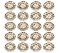 Beavorty Lot de 20 Boutons Ronds Métalliques Dorés 12 Mm Strass, Boutons Plats pour Chemisiers et Vêtements, Accessoires Couture Mode, Embellissements Décoratifs pour Projets DIY