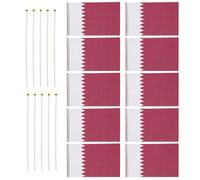 Beavorty Lot de 20 Drapeaux à Main du Qatar 14x21 Cm en Polyester Réutilisables et Résistants aux Déchirures pour Fête de Parade et Décoration Patriotique