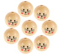 Beavorty Lot de 20 Perles Rondes en Bois Naturel Visage de Chat, Grosses Perles à Trou pour Macramé, Création de Bijoux DIY, Guirlandes et Loisirs Créatifs, Finition Lisse sans Bavures