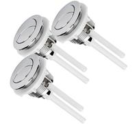 Beavorty Lot de 3 Boutons-poussoirs de Chasse D'eau 38 Mm, Forme Ronde, Argenté, Abs Solide, Double Pression, Accessoires de Remplacement pour Réservoir de Toilettes, Installation Facile