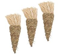 Beavorty Lot De 3 Jouets à Mâcher pour Petits Animaux en Herbe Tressée Naturelle, Grosse Taille, Jouet Molaire pour Lapin Et Cochon D’Inde, Accessoire Anti-Ennui pour Rongeurs Et Hamsters
