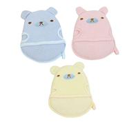 Beavorty Lot de 3 Moufles de Bain pour Enfant en Coton Doux et Velours Léger pour Bain Exfoliation du Corps