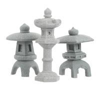 Beavorty Lot de 3 Pagodes Miniatures en Résine, Décorations Japonaises pour Jardin et Bonsaï, Statuettes Compactes Hexagonales Couleur Pierre, Ornement Extérieur pour Paysage Zen et Balcon