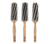 Beavorty Lot de 3 Set de Brosses à Friser à Manche en Bois avec Poils de Sanglier Brosses Rondes de Coiffage pour Cheveux Bouclés et Épais Taille Petite à Grosse pour Brushing et Volume