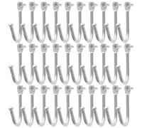 Beavorty Lot de 30 Crochets Muraux en Fer Blanc Nickelé 3,55x2 Cm, Petit Hameçon Décoratif et Rustique pour Chambre, Entrée et Salle de Bain, Crochets de Ferme Polyvalents pour Clés,